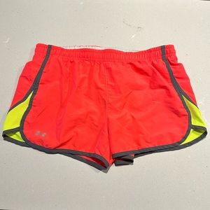 Under Armour Running Shorts - Bright Orange with Gray and Highlighter Yellow